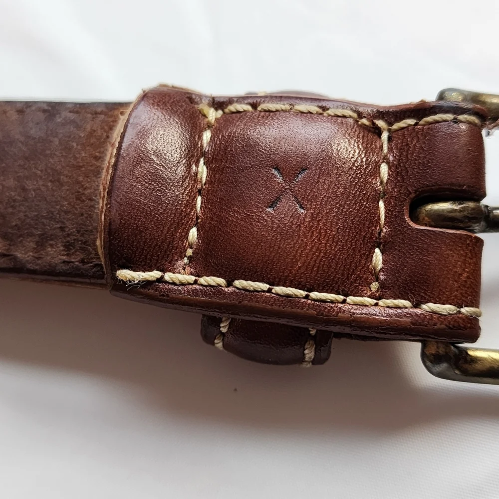 Polo Ralph Lauren Brown Tanned Leather Gold Tone Buckle Men’s Size 38